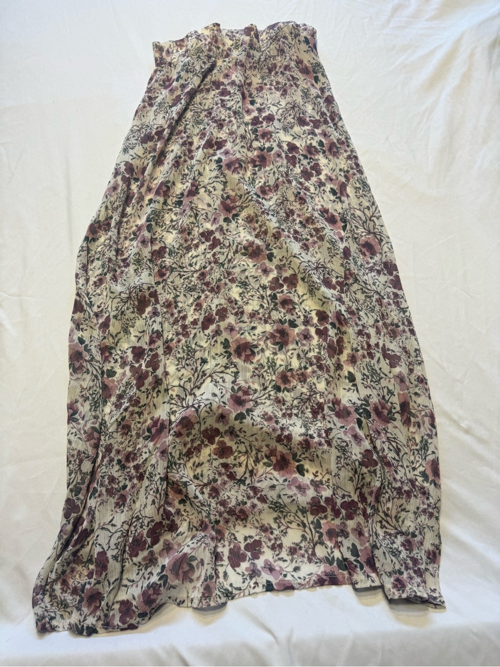 Brandy Melville Cream Maxi Skirt with Purple Floral Print